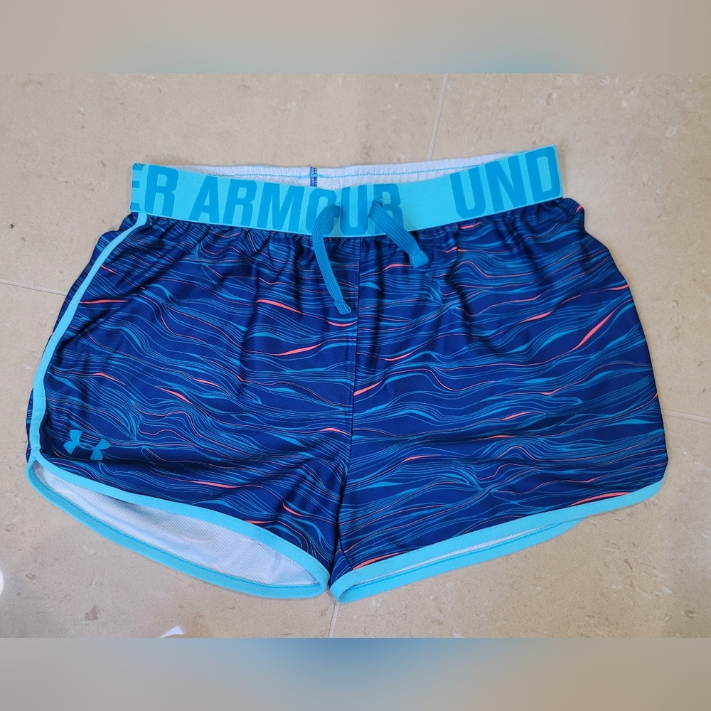 Under Armour Girl's Blue Graphic Running Shorts